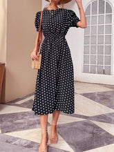 Vintage Schwarzes Polka Dot Schmales Kleid